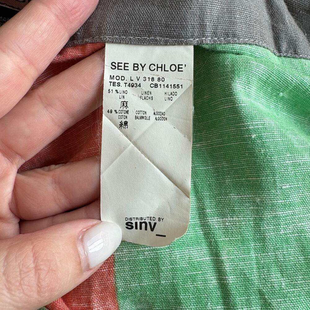 See by Chloé Linen Blend Dungaree Dress Size 2 - Picture 5 of 6